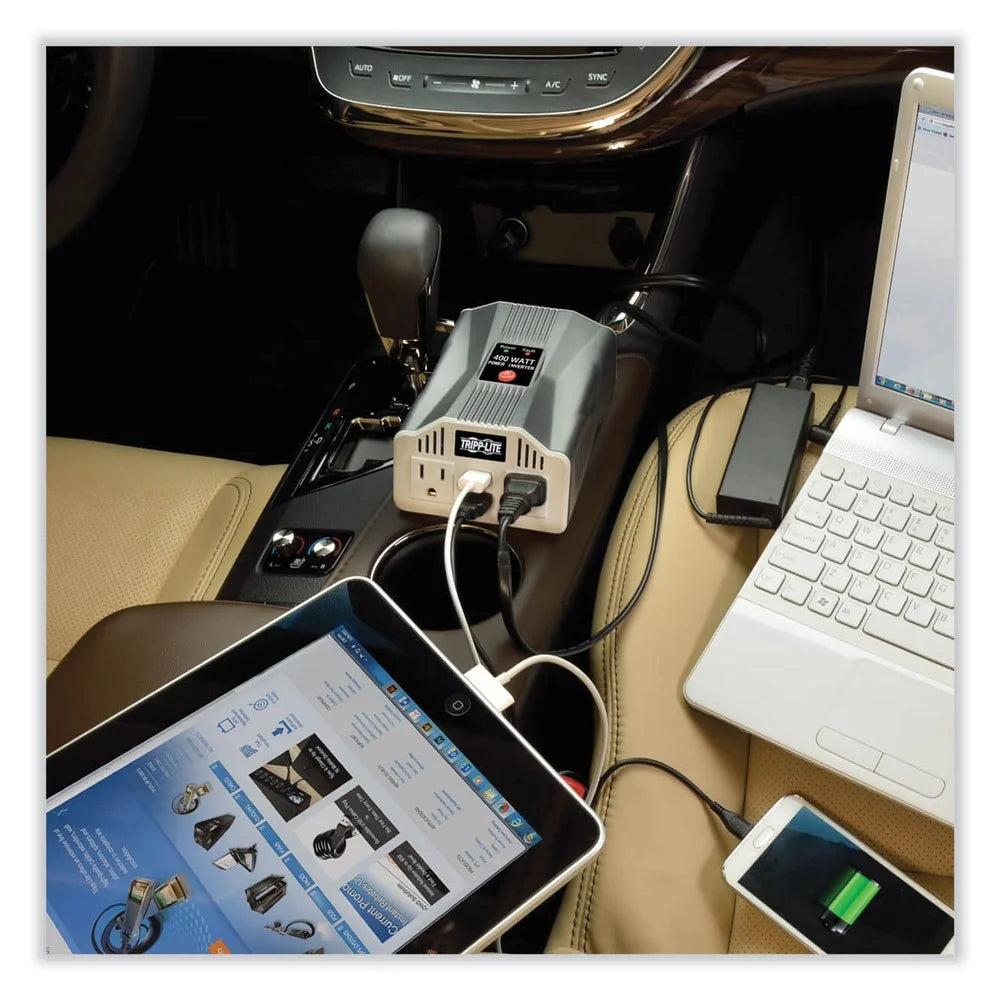 400W Car Power Inverter with 2 Outlets & 2 USB Charging Ports, Ultra-Compact (PV400USB)