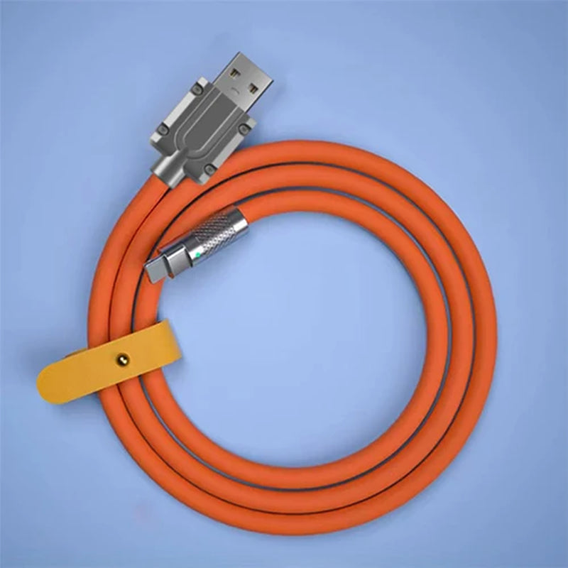 120W 6A Super Fast Charge Liquid Silicone Cable Type-C Charger Data Cable for Xiaomi Huawei Samsung Zinc USB Bold Data Line 1M