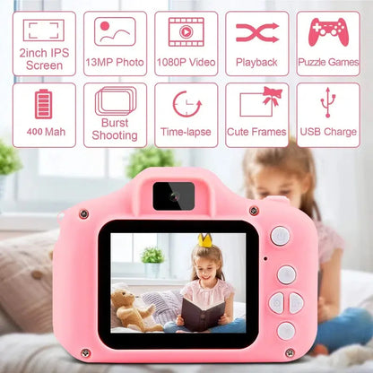 Adorable 1080P Kids Digital Camera - Perfect Educational Toy for Girls with Free Gift!