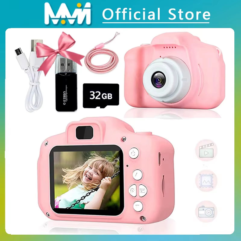 Adorable 1080P Kids Digital Camera - Perfect Educational Toy for Girls with Free Gift!