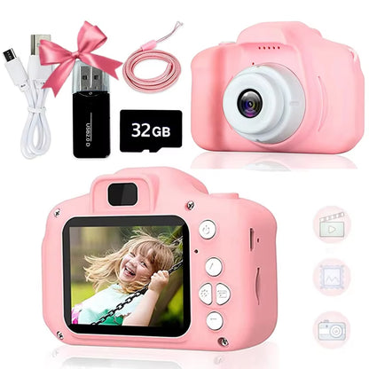 Adorable 1080P Kids Digital Camera - Perfect Educational Toy for Girls with Free Gift!