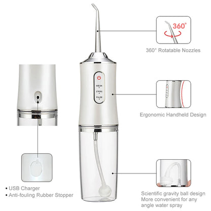 Ultimate Portable Smart Electric Oral Irrigator - 4 Jets, 3 Modes, Rechargeable Dental Water Flosser for a Brighter Smile!