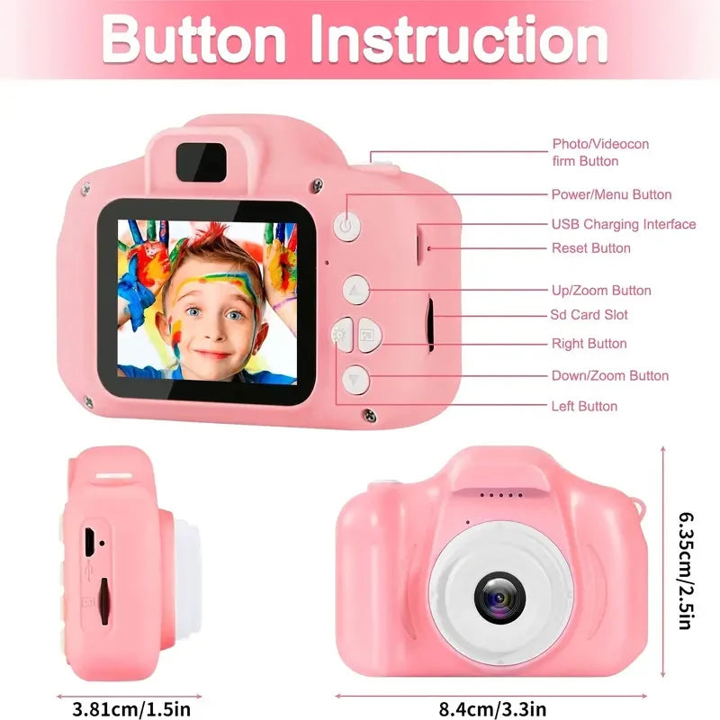 Adorable 1080P Kids Digital Camera - Perfect Educational Toy for Girls with Free Gift!